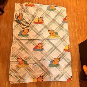 Vintage Garfield Twin Sheet Set Flat Fitted Bedding United Feature Syndicate